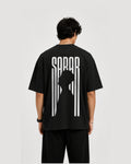 Trendive Reflective Sabar Article - oversized black streetwear tee, back view showing reflective print